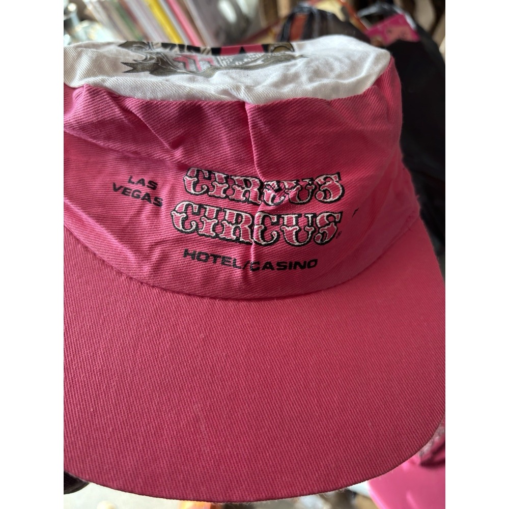 Vintage Circus Circus Hat Las Vegas Casino Clown Painters 80s Pink Snapback‎ X2